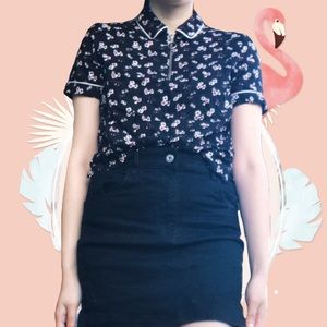Zip Collar floral crop top